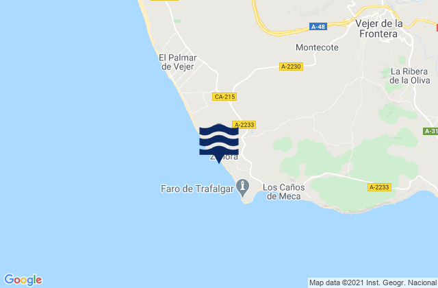 Playa de Zahora, Spain tide times map