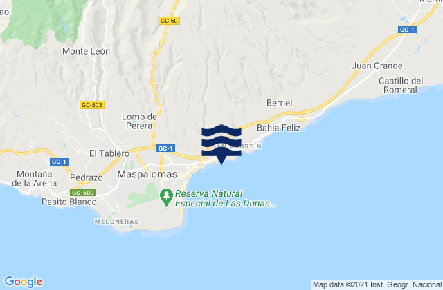 Playa de las Burras, Spain tide times map