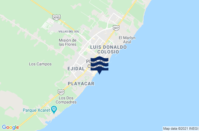 Playa del Carmen, Mexico tide times map