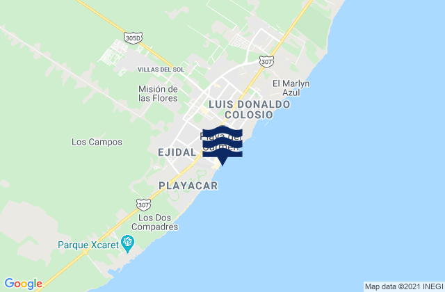 Playa del Carmen, Mexico tide times map