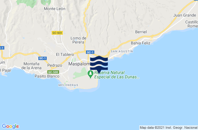 Playa del Ingles, Spain tide times map