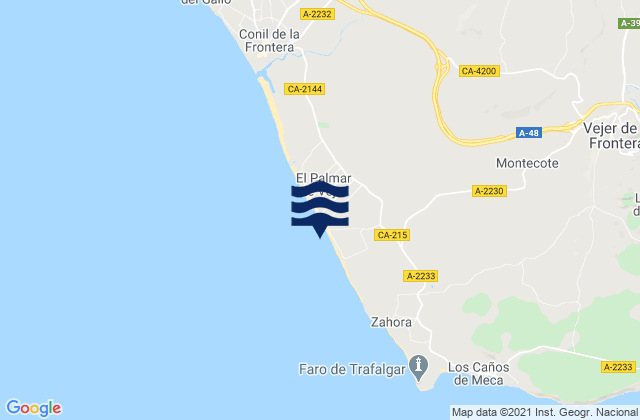 Playa el Palmar, Spain tide times map