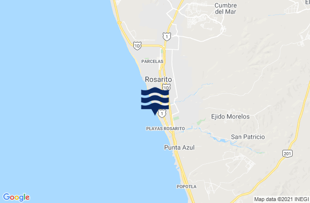 Playas Rosarito, Mexico tide times map