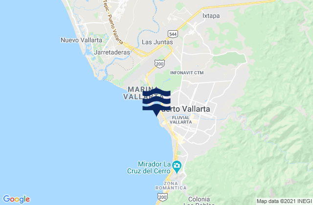 Playas Vallarta, Mexico tide times map