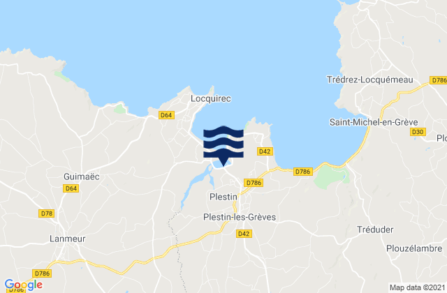 Plestin-les-Greves, France tide times map