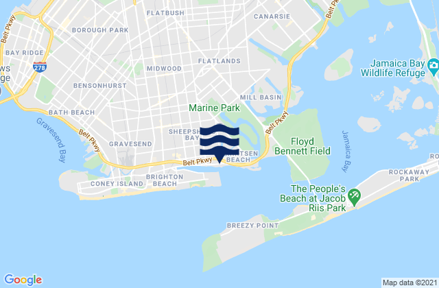 Plum Beach Brooklyn, United States tide chart map