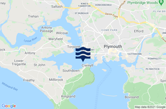 Plymouth (Devonport), United Kingdom tide times map