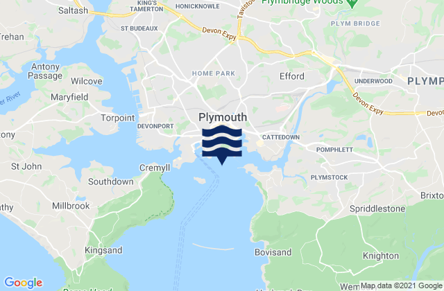 Plymouth, United Kingdom tide times map