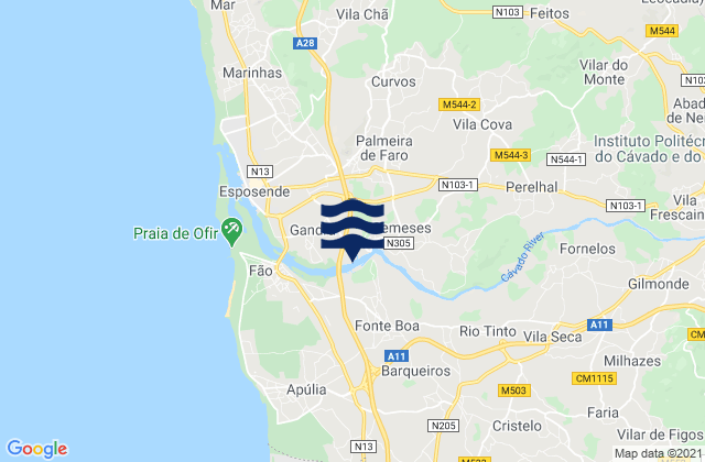 Poca, Portugal tide times map
