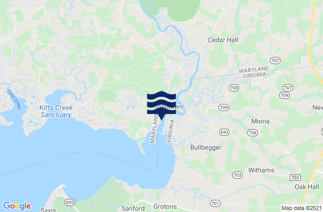 Pocomoke R. 0.5 mile below Shelltown, United States tide chart map
