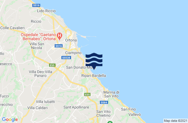 Poggiofiorito, Italy tide times map
