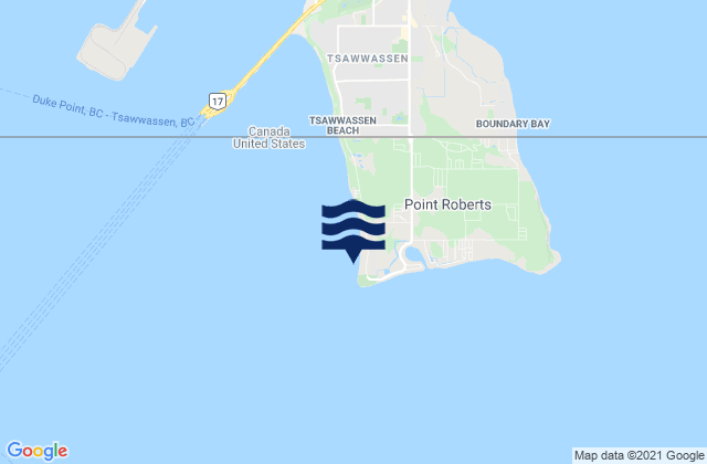 Point Roberts Puget Sound, Canada tide times map