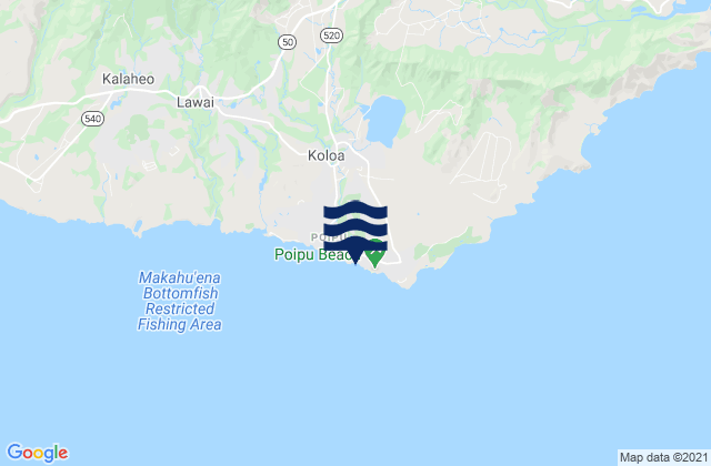 Poipu Beach, United States tide chart map