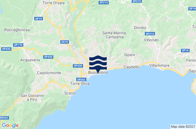 Policastro Bussentino, Italy tide times map