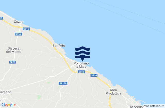 Polignano a Mare, Italy tide times map