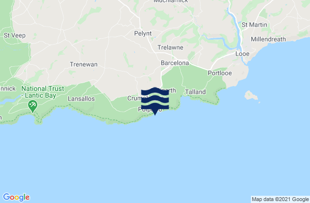 Polperro Beach, United Kingdom tide times map