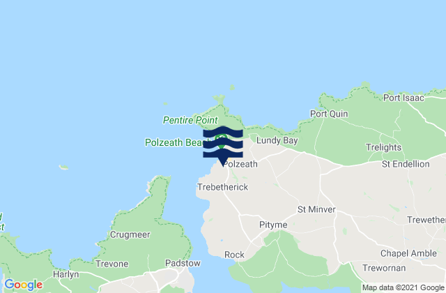 Polzeath, United Kingdom tide times map
