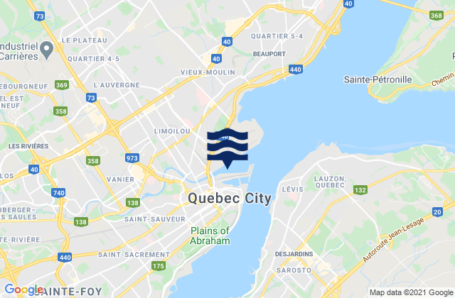 Pont De Quebec, Canada tide times map