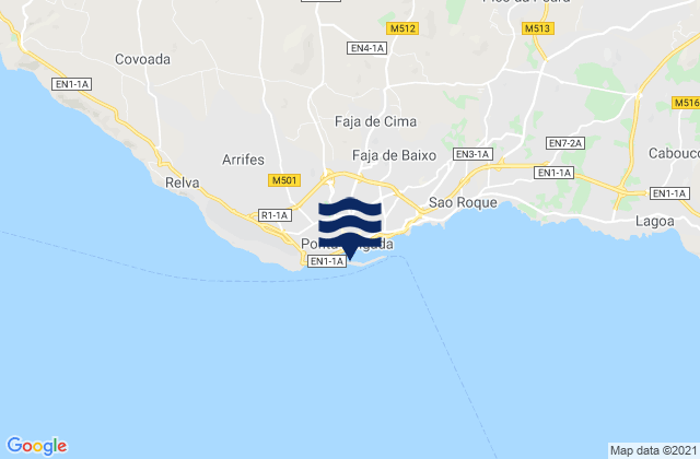 Ponta Delgada, Portugal tide times map