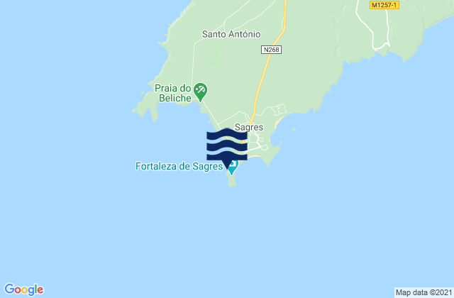 Ponta de Sagres, Portugal tide times map