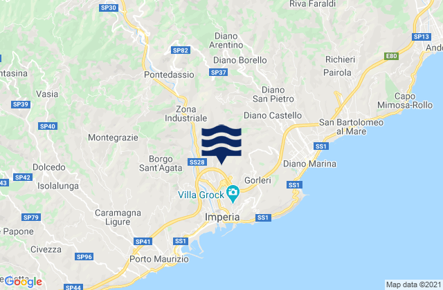 Pontedassio, Italy tide times map