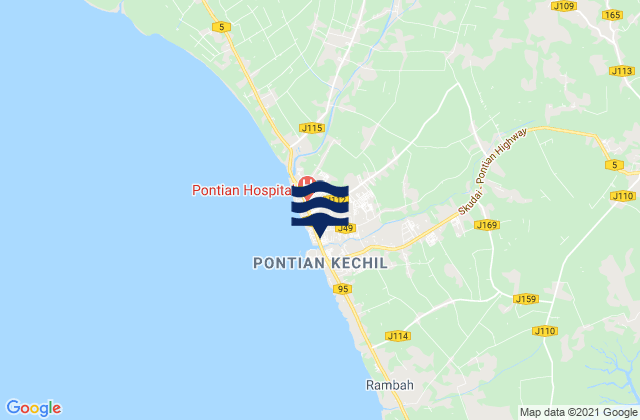 Pontian Kechil, Malaysia tide times map
