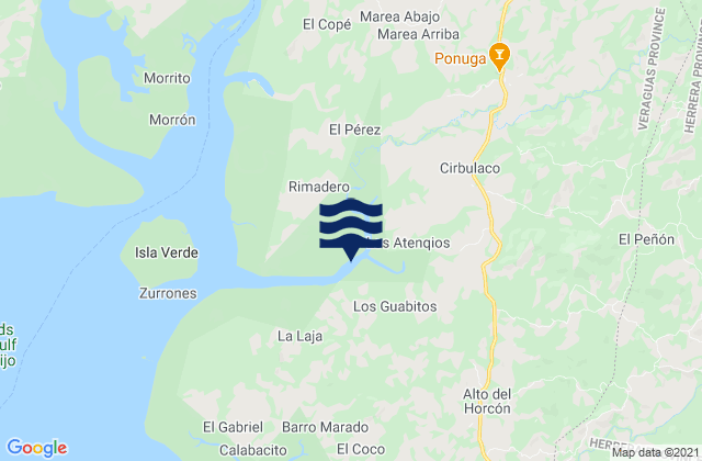 Ponuga, Panama tide times map