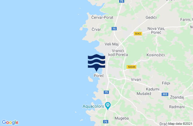 Porec, Croatia tide times map
