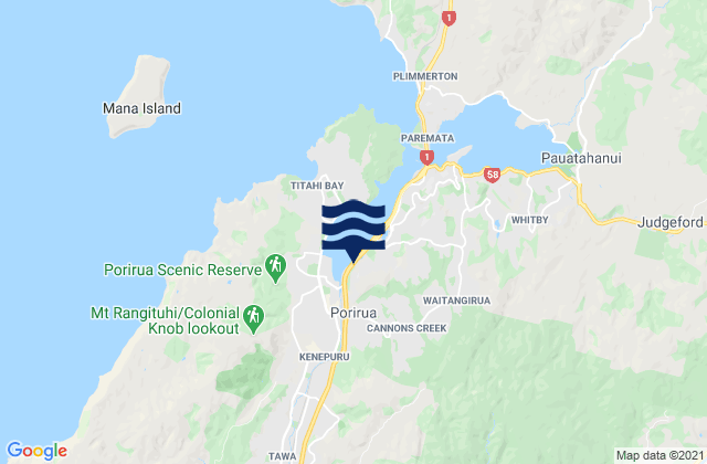 Porirua, New Zealand tide times map