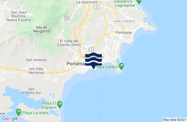 Porlamar Isla de Margarita, Venezuela tide times map