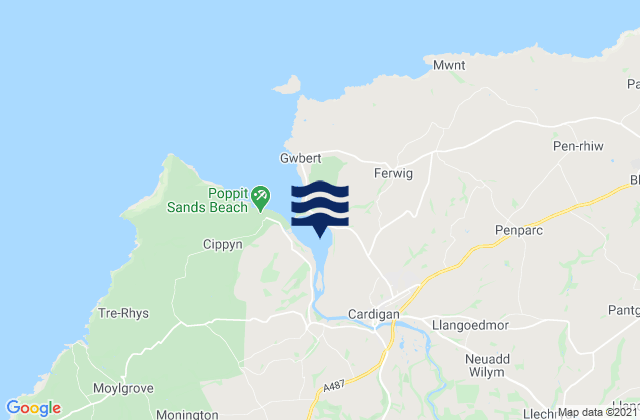 Port Cardigan, United Kingdom tide times map