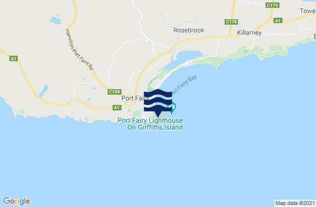 Port Fairy, Australia tide times map
