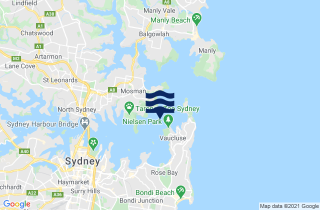 Port Jackson, Australia tide times map