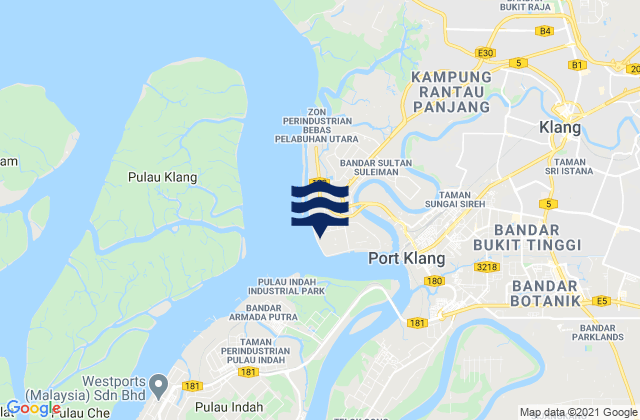 Port Kelang, Malaysia tide times map