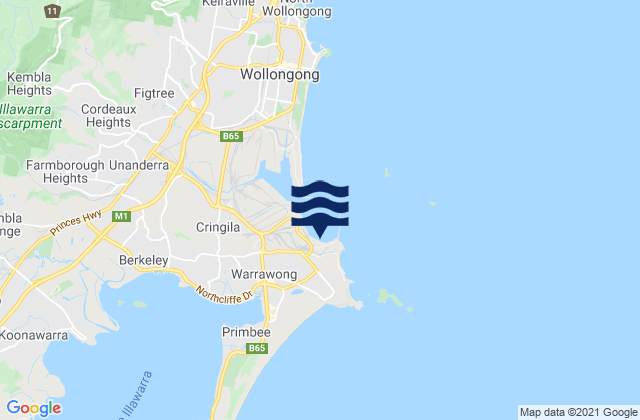 Port Kembla, Australia tide times map