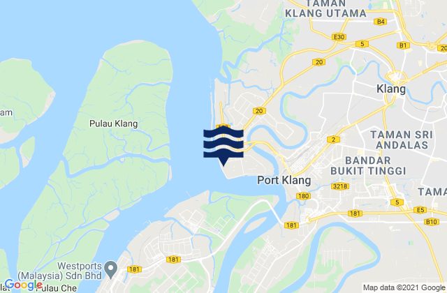 Port Klang, Malaysia tide times map