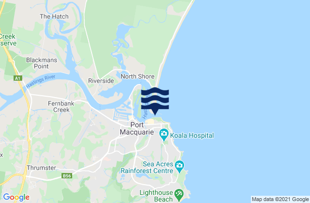 Port Macquarie, Australia tide times map