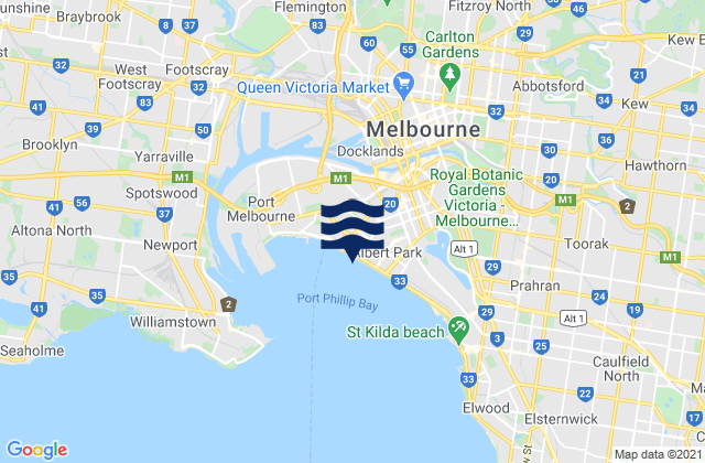 Port Melbourne, Australia tide times map