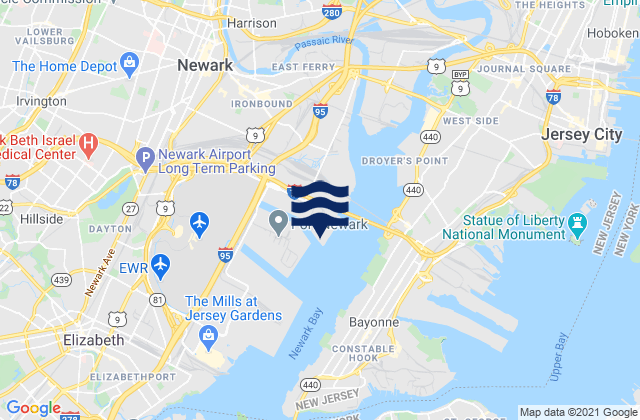 Port Newark Terminal, United States tide chart map