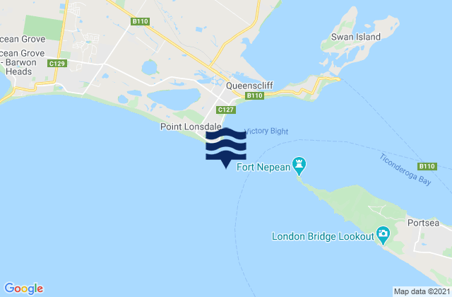 Port Phillip Heads, Australia tide times map