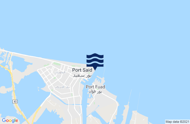 Port Said, Egypt tide times map
