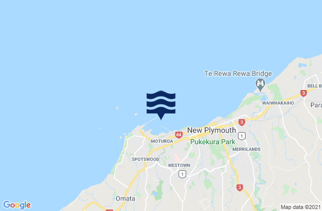 Port Taranaki, New Zealand tide times map
