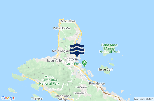 Port Victoria, Seychelles tide times map