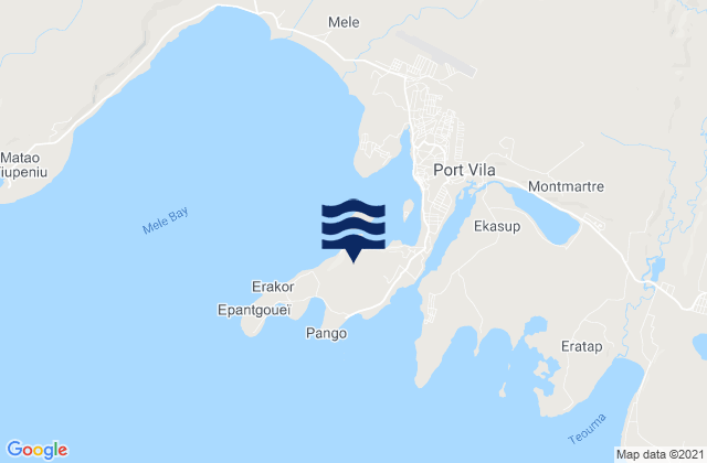 Port Vila, New Caledonia tide times map