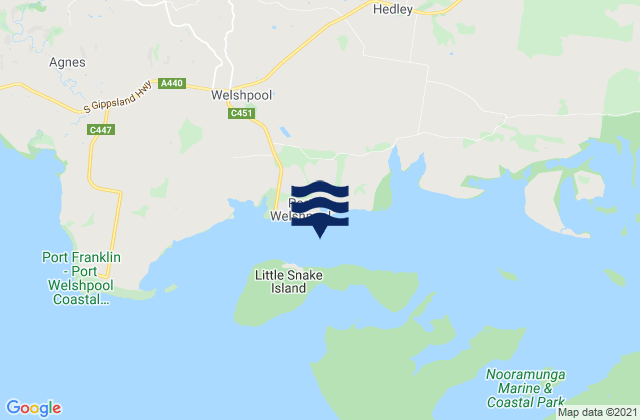 Port Welshpool, Australia tide times map