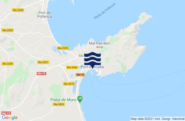 Port d'Alcudia, Spain tide times map