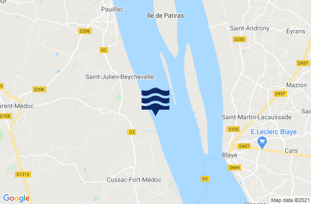 Port de Beychevelle, France tide times map