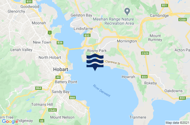 Port of Hobart, Australia tide times map