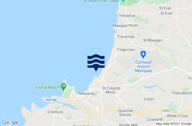 Porth Beach, United Kingdom tide times map