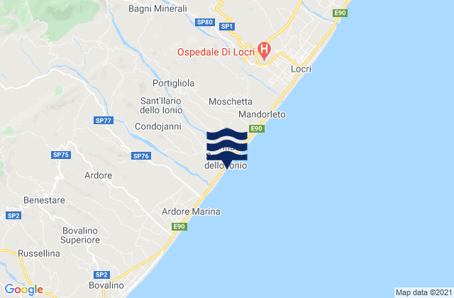 Portigliola, Italy tide times map